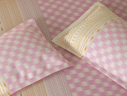 Spaces Rio Pink Ornate 100% Cotton Double Bedsheet with 2 Pillow Covers - 90 x 108 Inches