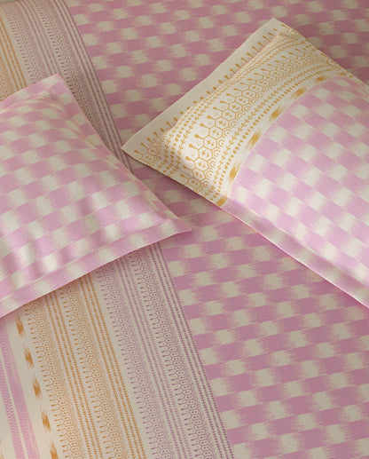 Spaces Rio Pink Ornate 100% Cotton Double Bedsheet with 2 Pillow Covers - 90 x 108 Inches