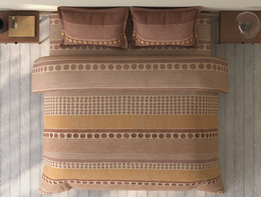 Spaces Rio Light Brown Ornate 100% Cotton Double Bedsheet with 2 Pillow Covers - 90 x 108 Inches