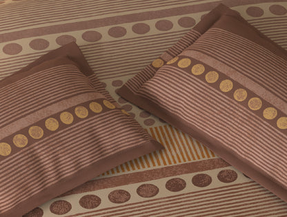 Spaces Rio Light Brown Ornate 100% Cotton Double Bedsheet with 2 Pillow Covers - 90 x 108 Inches