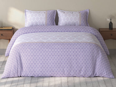 Spaces Rio Light Violet Ornate 100% Cotton Double Bedsheet with 2 Pillow Covers - 90 x 108 Inches