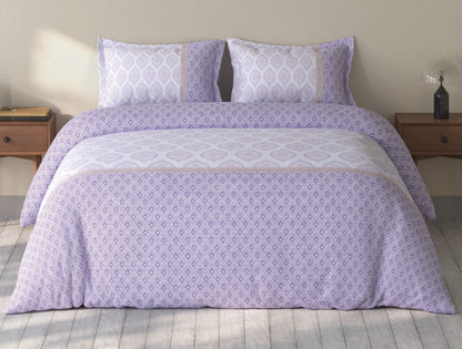 Spaces Rio Light Violet Ornate 100% Cotton Double Bedsheet with 2 Pillow Covers - 90 x 108 Inches