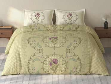 Spaces Rio Light Yellow Floral 100% Cotton Double Bedsheet with 2 Pillow Covers - 90 x 108 Inches
