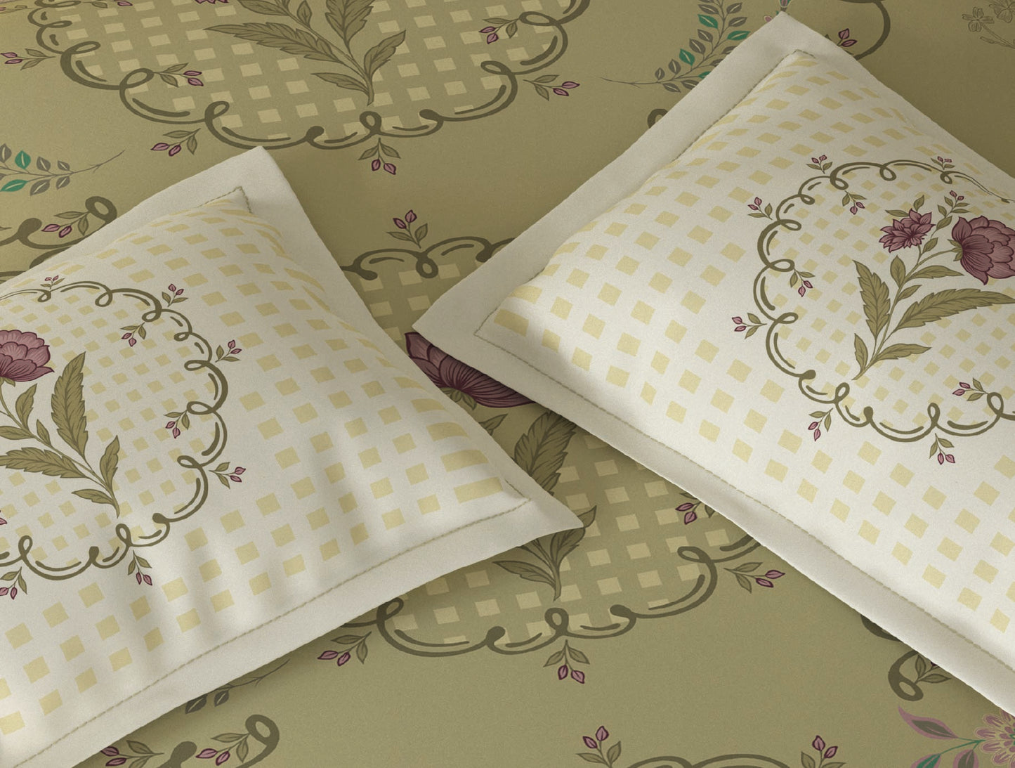 Spaces Rio Light Yellow Floral 100% Cotton Double Bedsheet with 2 Pillow Covers - 90 x 108 Inches