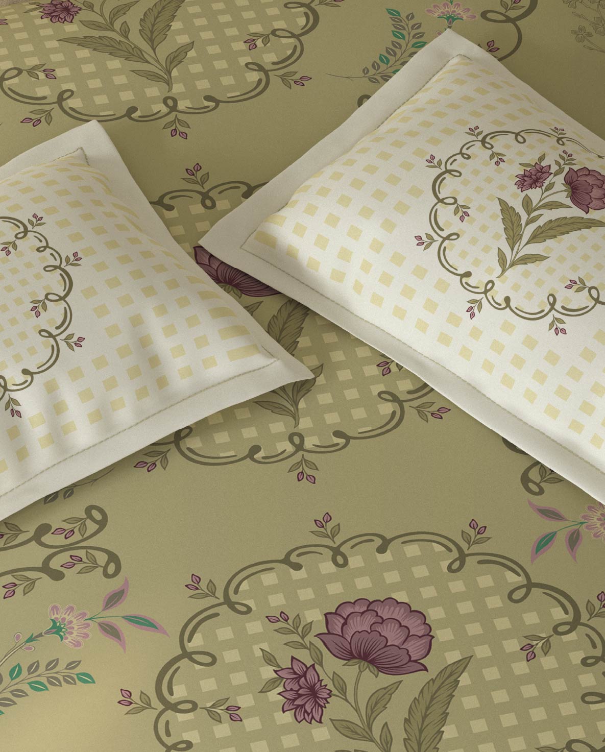 Spaces Rio Light Yellow Floral 100% Cotton Double Bedsheet with 2 Pillow Covers - 90 x 108 Inches