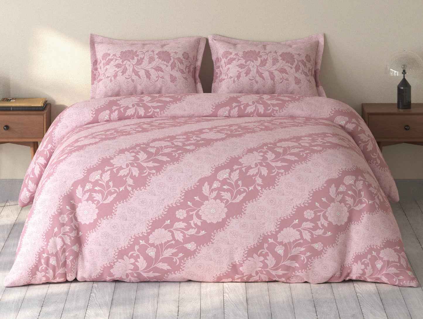 Spaces Rio Blush Floral 100% Cotton Double Bedsheet with 2 Pillow Covers - 90 x 108 Inches