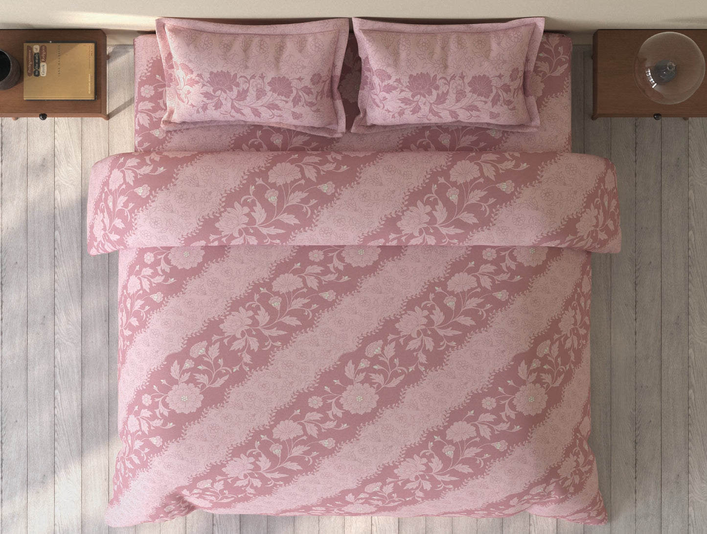 Spaces Rio Blush Floral 100% Cotton Double Bedsheet with 2 Pillow Covers - 90 x 108 Inches