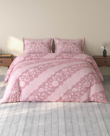 Spaces Rio Blush Floral 100% Cotton Double Bedsheet with 2 Pillow Covers - 90 x 108 Inches