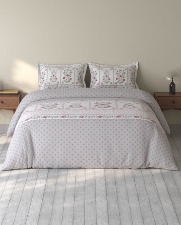 Spaces Rio Grey Floral 100% Cotton Double Bedsheet with 2 Pillow Covers - 90 x 108 Inches
