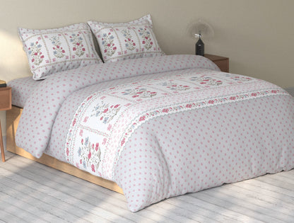 Spaces Rio Grey Floral 100% Cotton Double Bedsheet with 2 Pillow Covers - 90 x 108 Inches
