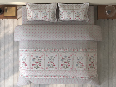 Spaces Rio Grey Floral 100% Cotton Double Bedsheet with 2 Pillow Covers - 90 x 108 Inches