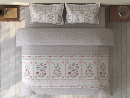 Spaces Rio Grey Floral 100% Cotton Double Bedsheet with 2 Pillow Covers - 90 x 108 Inches