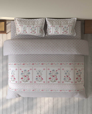 Spaces Rio Grey Floral 100% Cotton Double Bedsheet with 2 Pillow Covers - 90 x 108 Inches