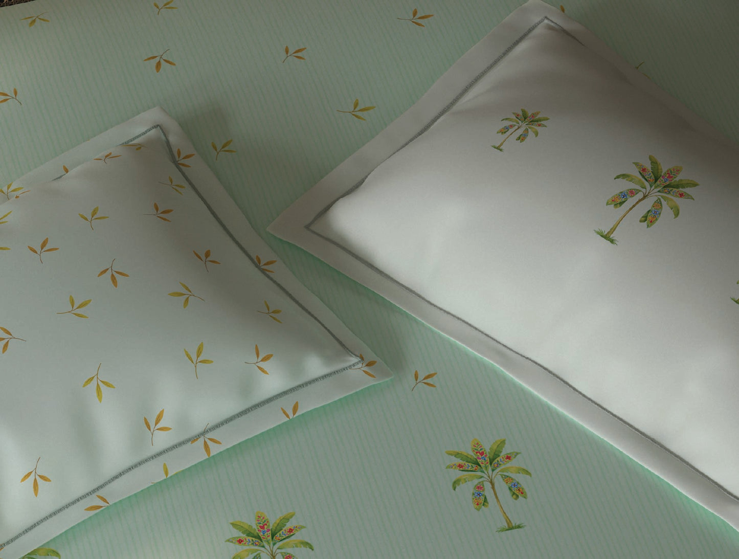 Spaces Sierra Light Aqua Floral 100% Hygro Cotton Large Bedsheet with 4 Pillow Covers - 108 x 108 Inches