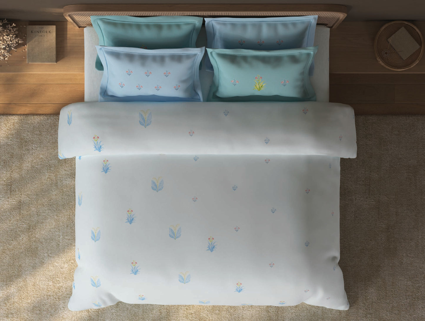 Spaces Sierra White Floral 100% Hygro Cotton Large Bedsheet with 4 Pillow Covers - 108 x 108 Inches