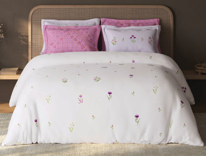 Spaces Sierra Light Pink Floral 100% Hygro Cotton Large Bedsheet with 4 Pillow Covers - 108 x 108 Inches