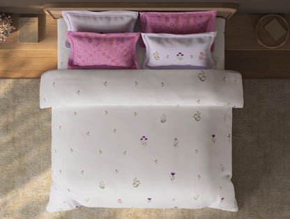 Spaces Sierra Light Pink Floral 100% Hygro Cotton Large Bedsheet with 4 Pillow Covers - 108 x 108 Inches