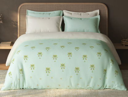 Spaces Sierra Dusty Aqua Floral 100% Hygro Cotton 210 TC Double Quilt, 88 x 106 Inches