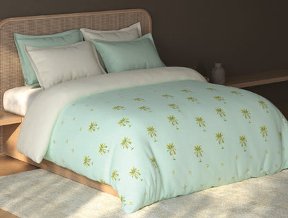 Spaces Sierra Dusty Aqua Floral 100% Hygro Cotton 210 TC Double Quilt, 88 x 106 Inches