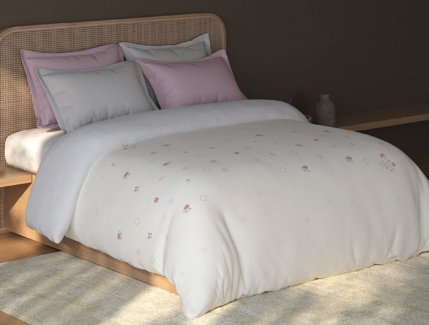 Spaces Sierra Cream Floral 100% Hygro Cotton 210 TC Double Quilt - 88 x 106 Inches