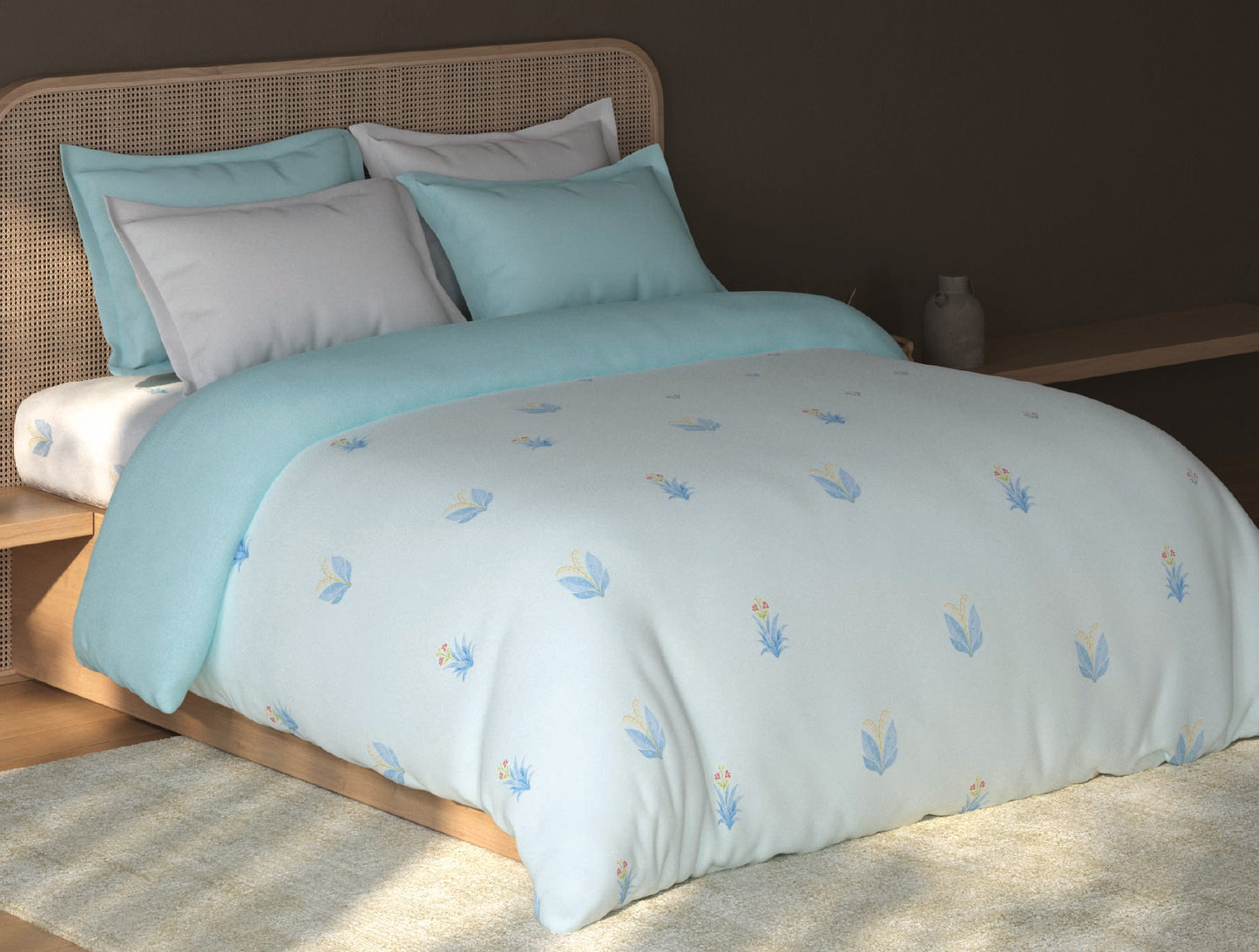 Spaces Sierra Bright White Floral 100% Hygro Cotton 210 TC Double Quilt, 88 x 106 Inches