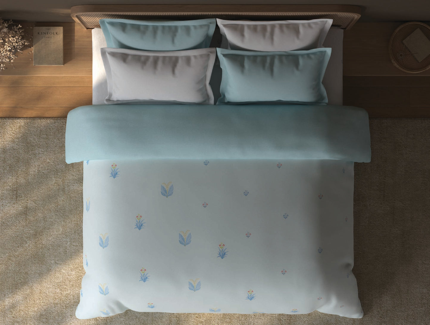 Spaces Sierra Bright White Floral 100% Hygro Cotton 210 TC Double Quilt, 88 x 106 Inches