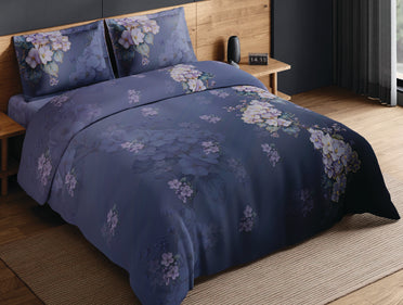 Spaces Avaris Dark Violet Floral 100% Cotton 210 TC Double Bedsheet with 2 Pillow Covers - 108 x 108 Inches