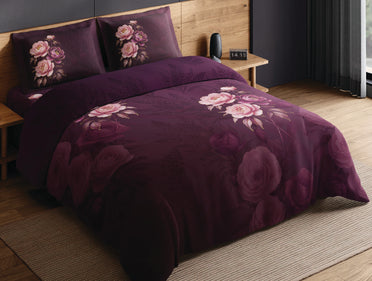 Spaces Avaris Dark Pink Floral 100% Cotton 210 TC Double Bedsheet with 2 Pillow Covers - 108 x 108 Inches