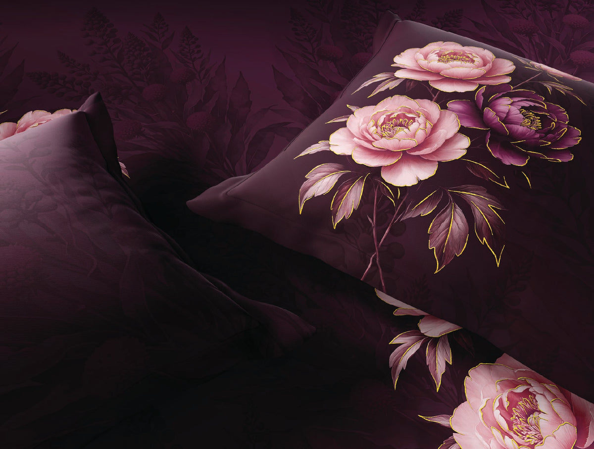 Spaces Avaris Dark Pink Floral 100% Cotton 210 TC Double Bedsheet with 2 Pillow Covers - 108 x 108 Inches