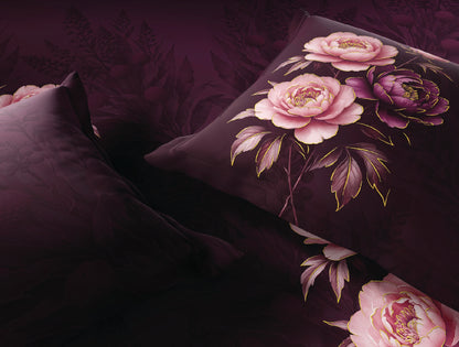 Spaces Avaris Dark Pink Floral 100% Cotton 210 TC Double Bedsheet with 2 Pillow Covers - 108 x 108 Inches
