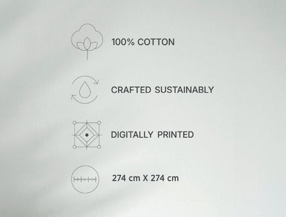 Spaces Avaris Black Floral 100% Cotton 210 TC Double Bedsheet with 2 Pillow Covers - 108 x 108 Inches
