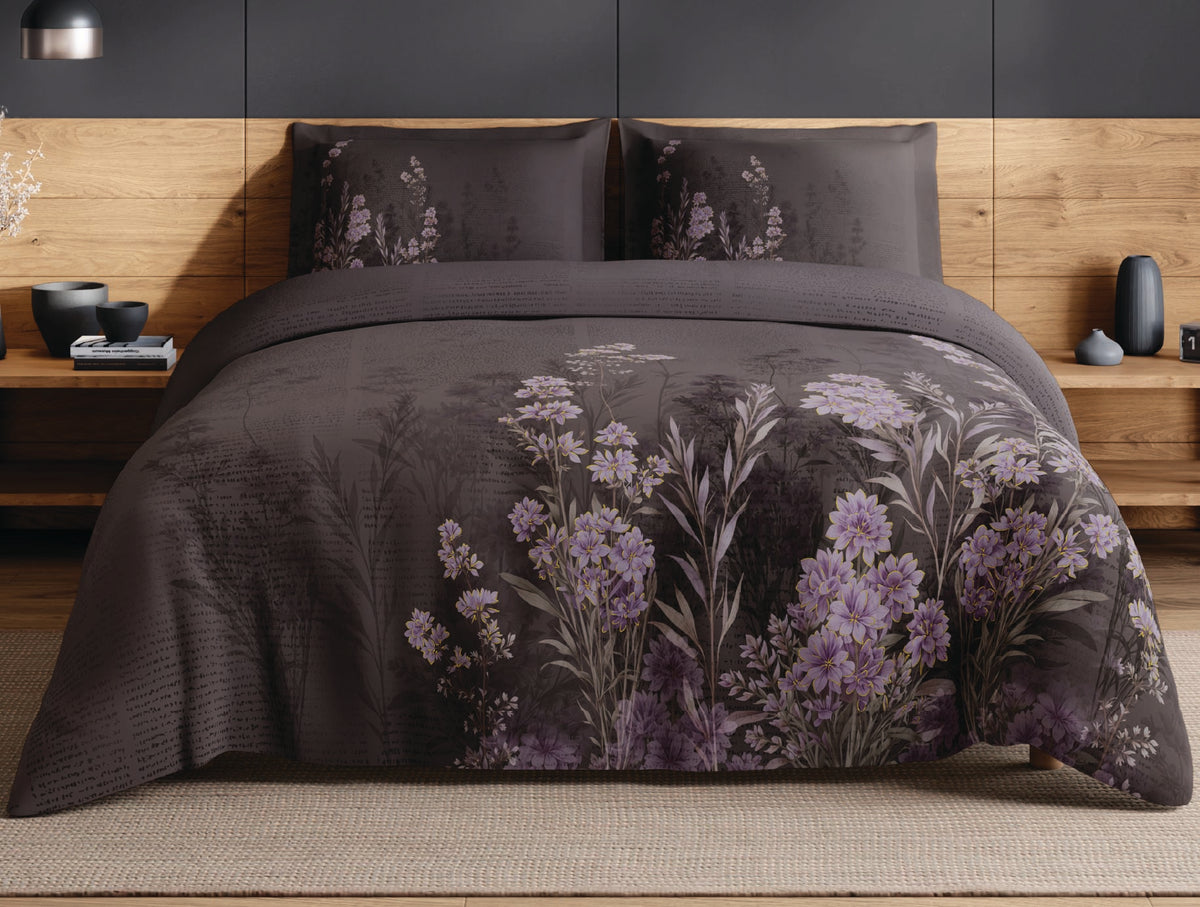 Spaces Avaris Coffee Quartz Floral 100% Cotton 210 TC Double Bedsheet with 2 Pillow Covers - 108 x 108 Inches
