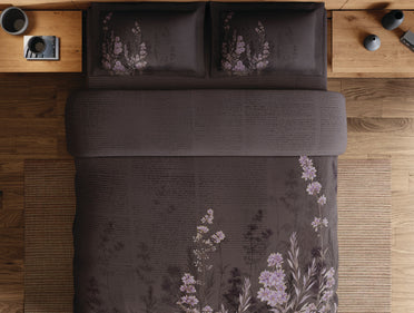 Spaces Avaris Coffee Quartz Floral 100% Cotton 210 TC Double Bedsheet with 2 Pillow Covers - 108 x 108 Inches