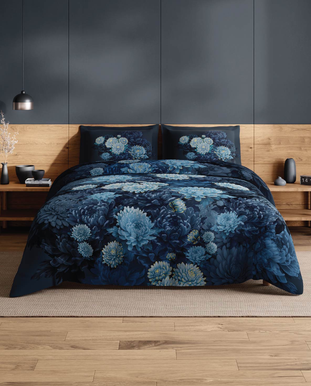 Spaces Avaris Dark Green Floral 100% Cotton 210 TC Double Bedsheet with 2 Pillow Covers - 108 x 108 Inches