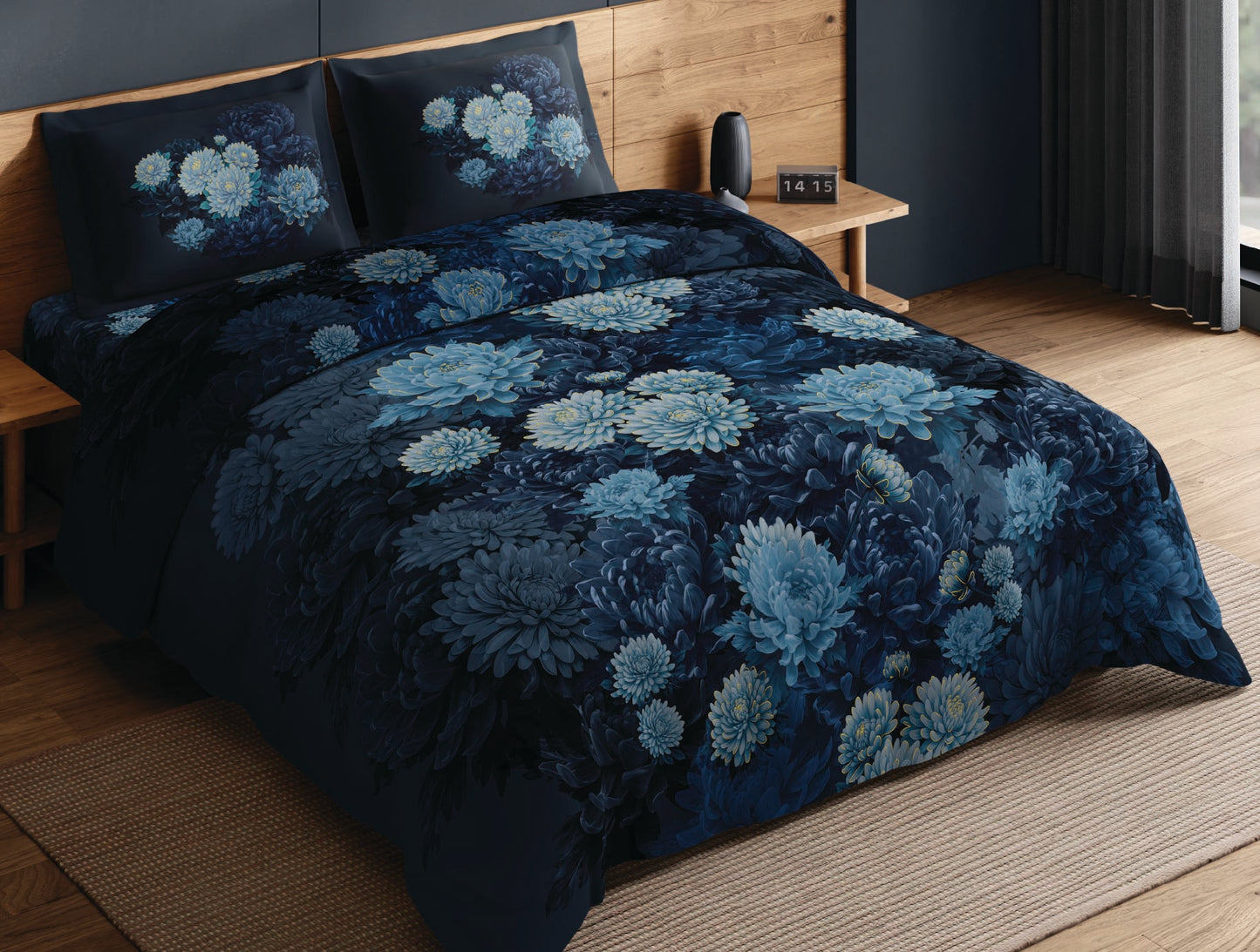 Spaces Avaris Dark Green Floral 100% Cotton 210 TC Double Bedsheet with 2 Pillow Covers - 108 x 108 Inches