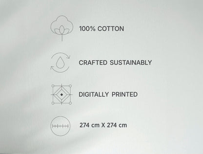 Spaces Avaris Dark Green Floral 100% Cotton 210 TC Double Bedsheet with 2 Pillow Covers - 108 x 108 Inches