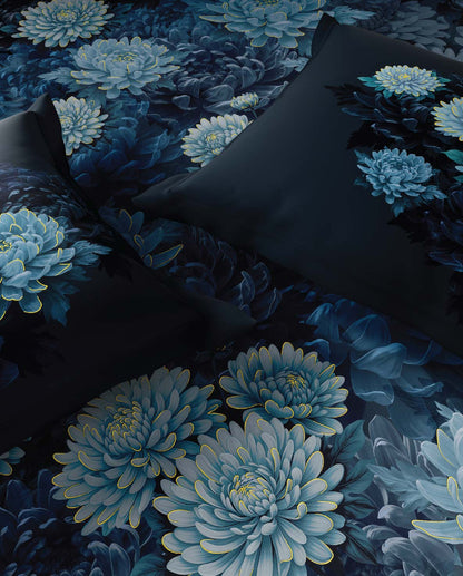 Spaces Avaris Dark Green Floral 100% Cotton 210 TC Double Bedsheet with 2 Pillow Covers - 108 x 108 Inches