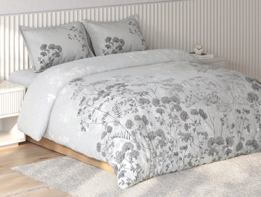 Spaces Vortex Light Grey Floral 100% Cotton Crafted Comfort Large Bedsheet with 2 Pillow Covers - 108 x 108 Inches
