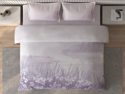Spaces Vortex Light Grey Floral 100% Cotton Crafted Comfort Large Bedsheet with 2 Pillow Covers - 108 x 108 Inches