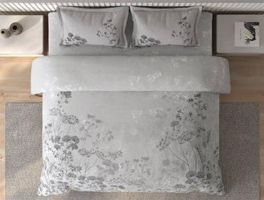 Spaces Vortex Light Grey Floral 100% Cotton Crafted Comfort Large Bedsheet with 2 Pillow Covers - 108 x 108 Inches