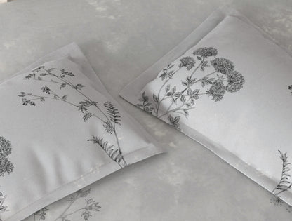 Spaces Vortex Light Grey Floral 100% Cotton Crafted Comfort Large Bedsheet with 2 Pillow Covers - 108 x 108 Inches