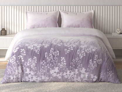 Spaces Vortex Light Violet Floral 100% Cotton Crafted Comfort Large Bedsheet with 2 Pillow Covers - 108 x 108 Inches