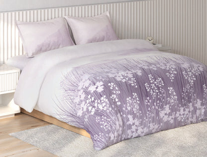 Spaces Vortex Light Violet Floral 100% Cotton Crafted Comfort Large Bedsheet with 2 Pillow Covers - 108 x 108 Inches