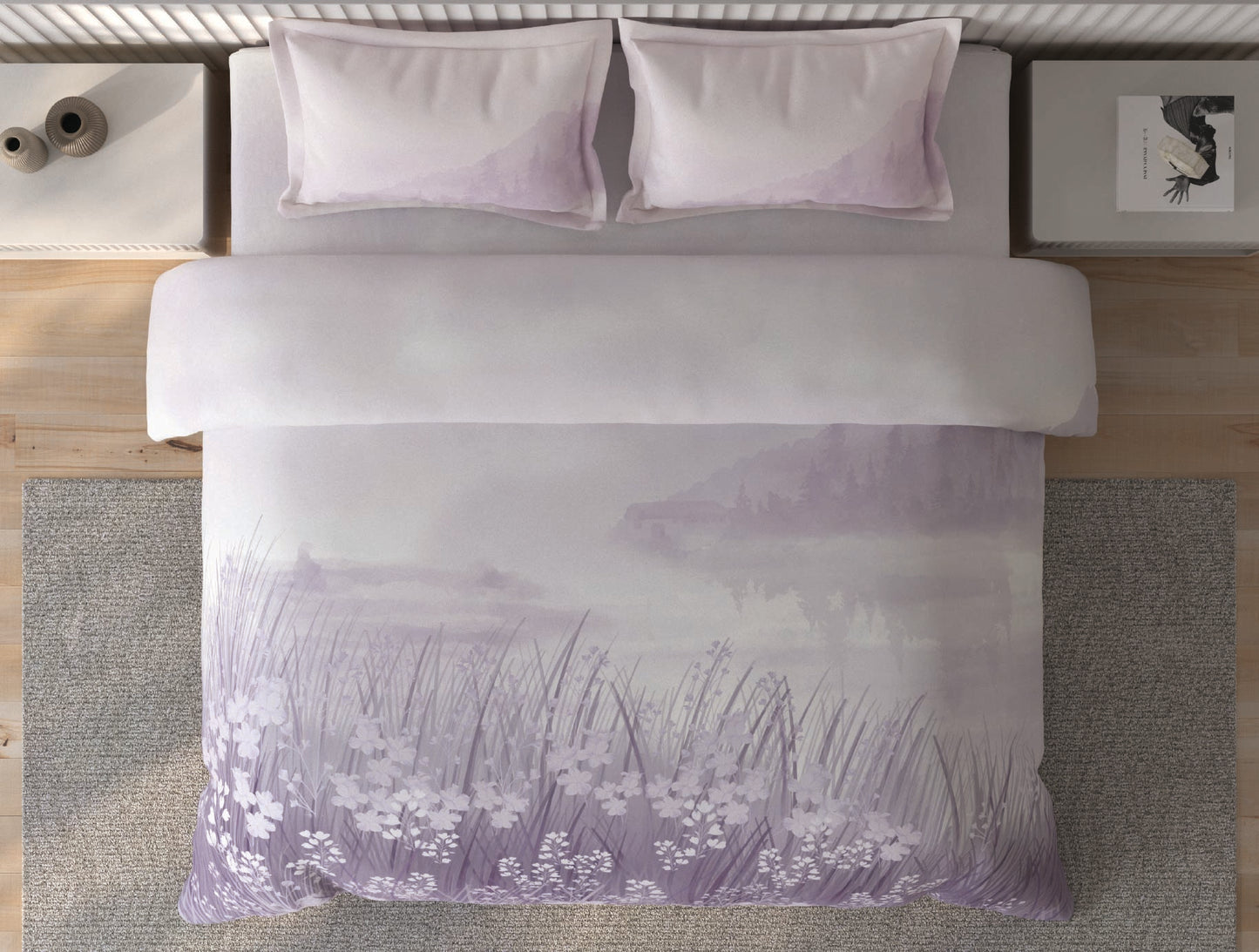 Spaces Vortex Light Violet Floral 100% Cotton Crafted Comfort Large Bedsheet with 2 Pillow Covers - 108 x 108 Inches