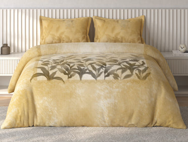Spaces Vortex Yellow Floral 100% Cotton Crafted Comfort Large Bedsheet with 2 Pillow Covers - 108 x 108 Inches