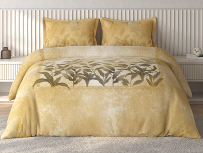 Spaces Vortex Yellow Floral 100% Cotton Crafted Comfort Large Bedsheet with 2 Pillow Covers - 108 x 108 Inches