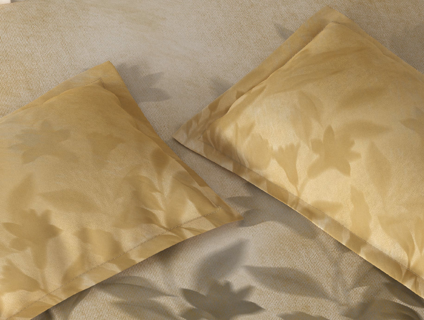 Spaces Vortex Yellow Floral 100% Cotton Crafted Comfort Large Bedsheet with 2 Pillow Covers - 108 x 108 Inches