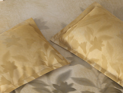 Spaces Vortex Yellow Floral 100% Cotton Crafted Comfort Large Bedsheet with 2 Pillow Covers - 108 x 108 Inches