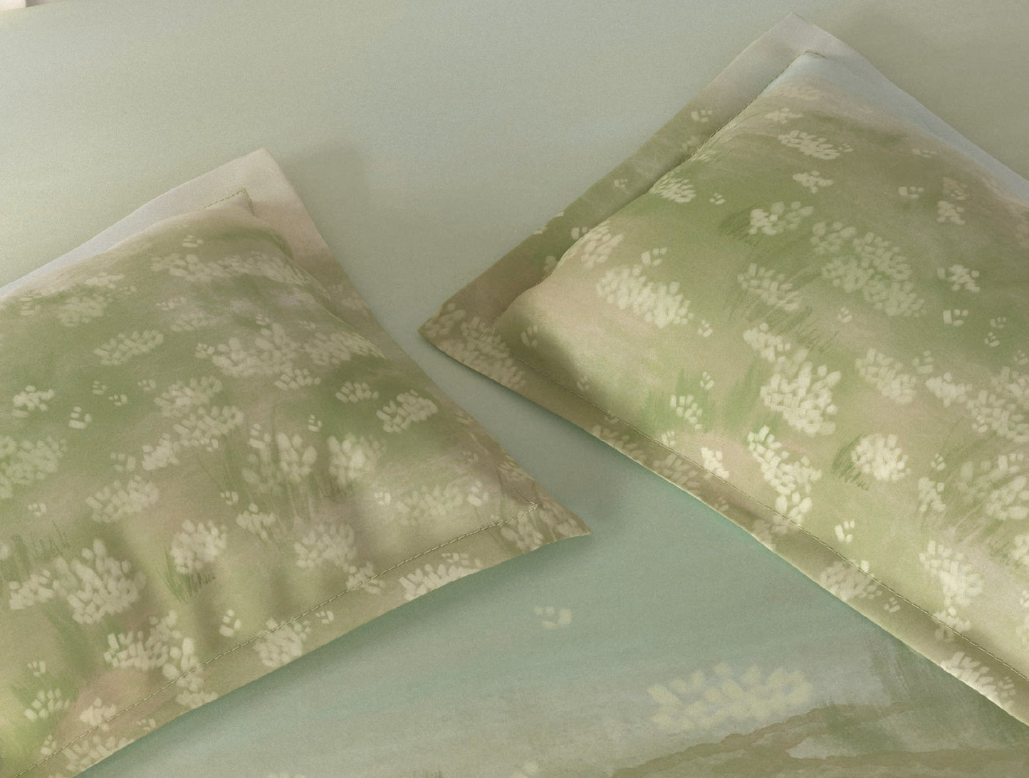 Spaces Vortex Light Green Floral 100% Cotton Crafted Comfort Large Bedsheet with 2 Pillow Covers - 108 x 108 Inches