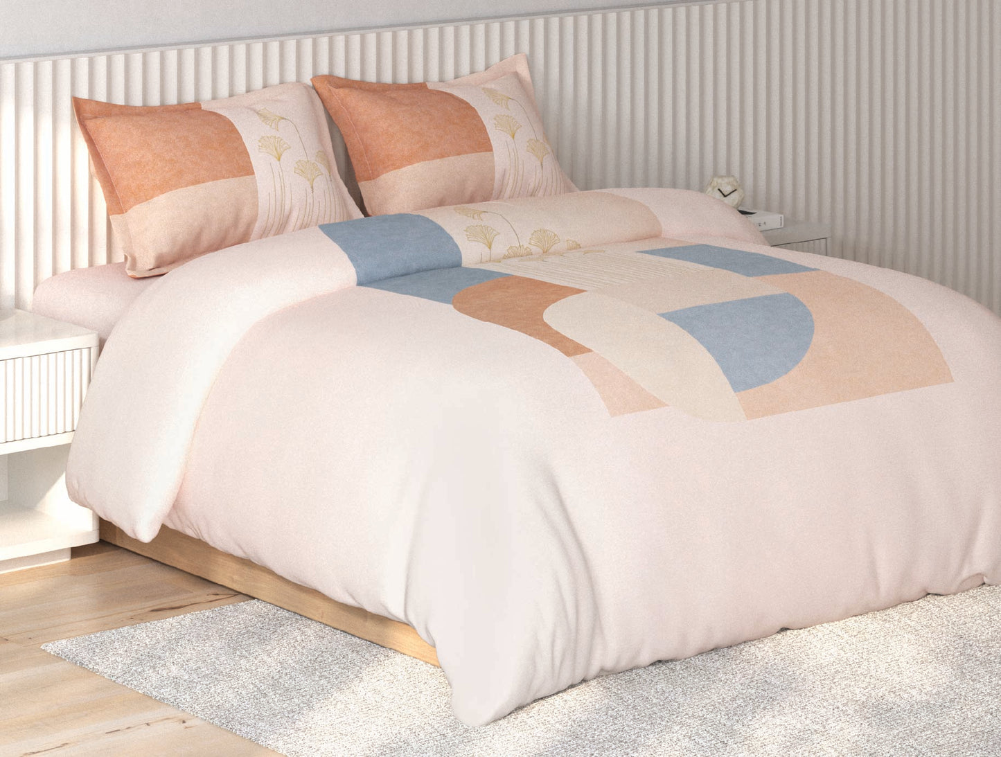 Spaces Vortex Light Pink Geometric 100% Cotton Crafted Comfort Large Bedsheet with 2 Pillow Covers - 108 x 108 Inches